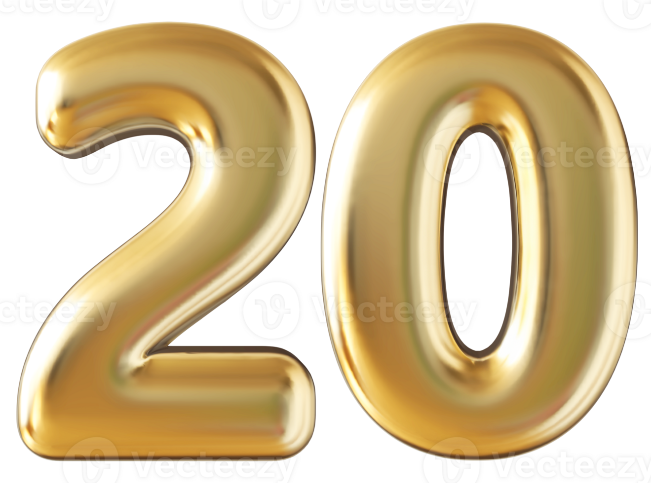 Gold 3d number 20 png