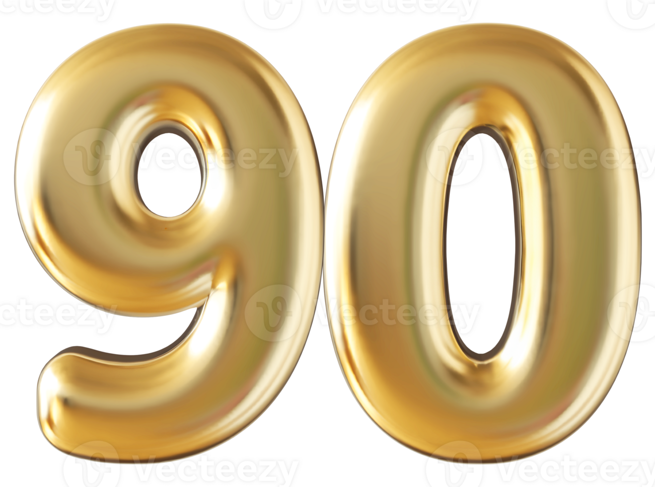 Gold 3d number 90 png