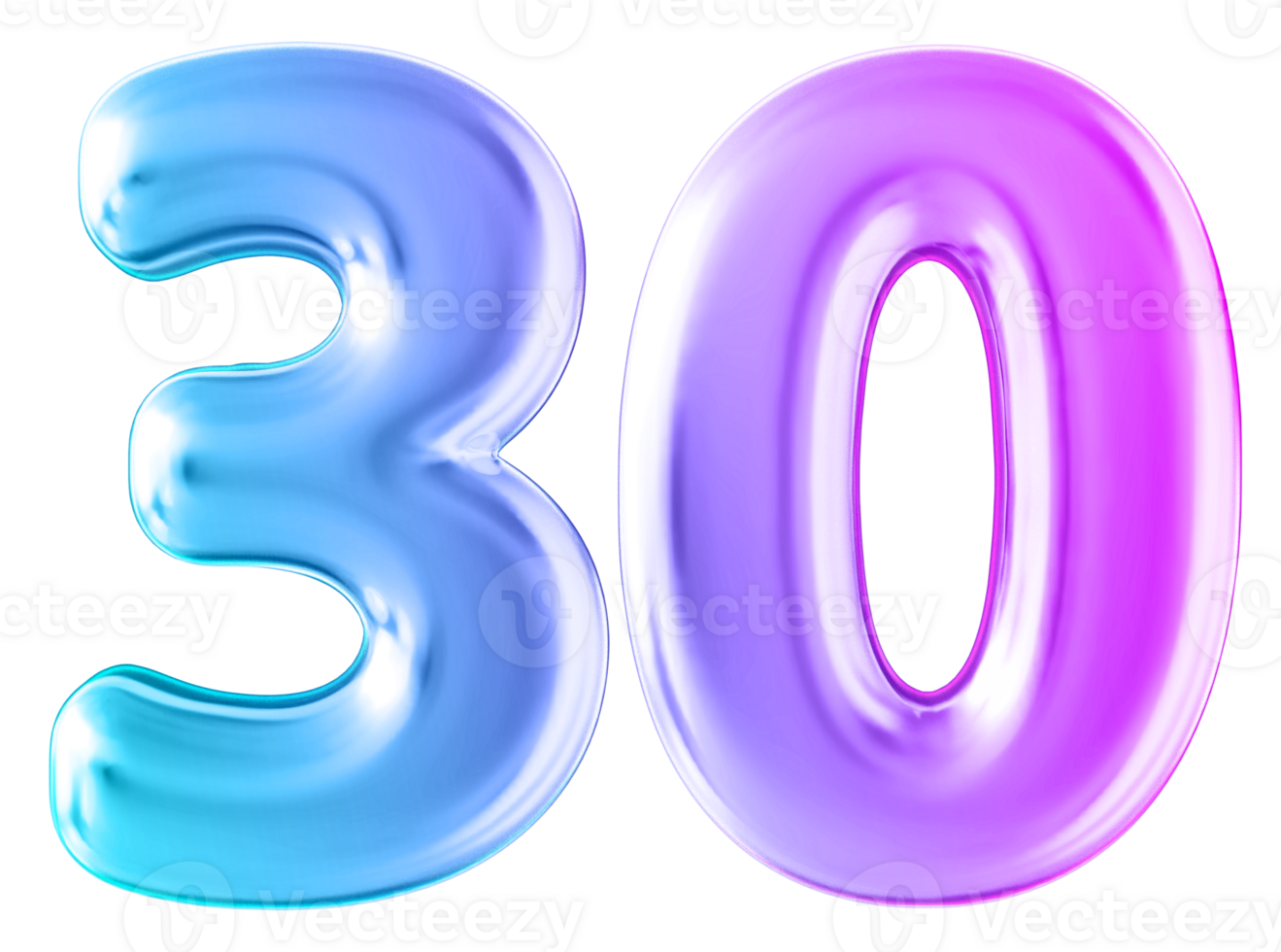 Gradient 3d number 30 png