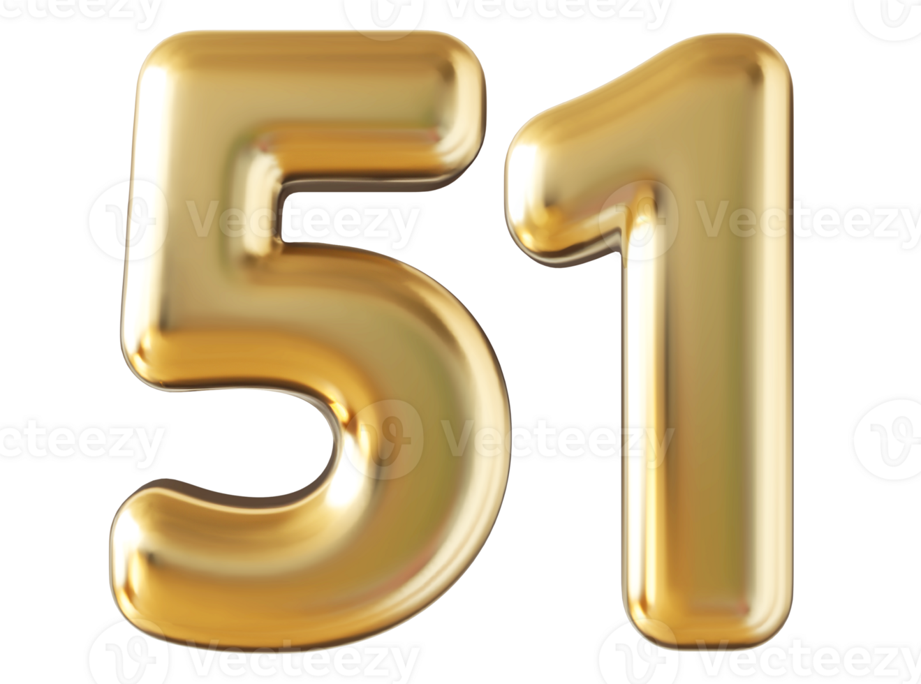 Gold 3d number 51 png