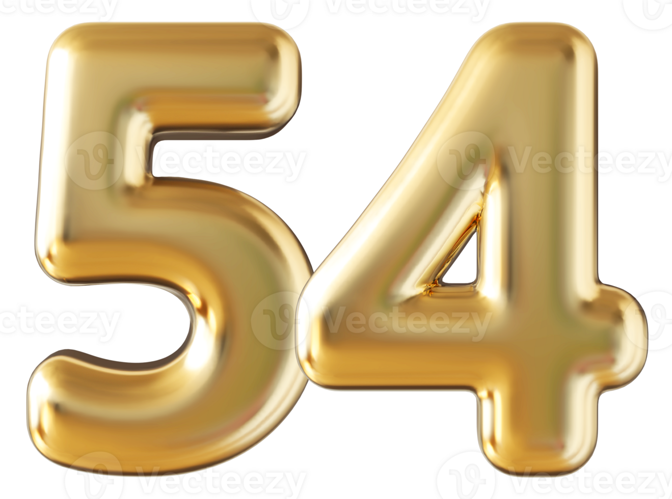 Gold 3d number 54 png