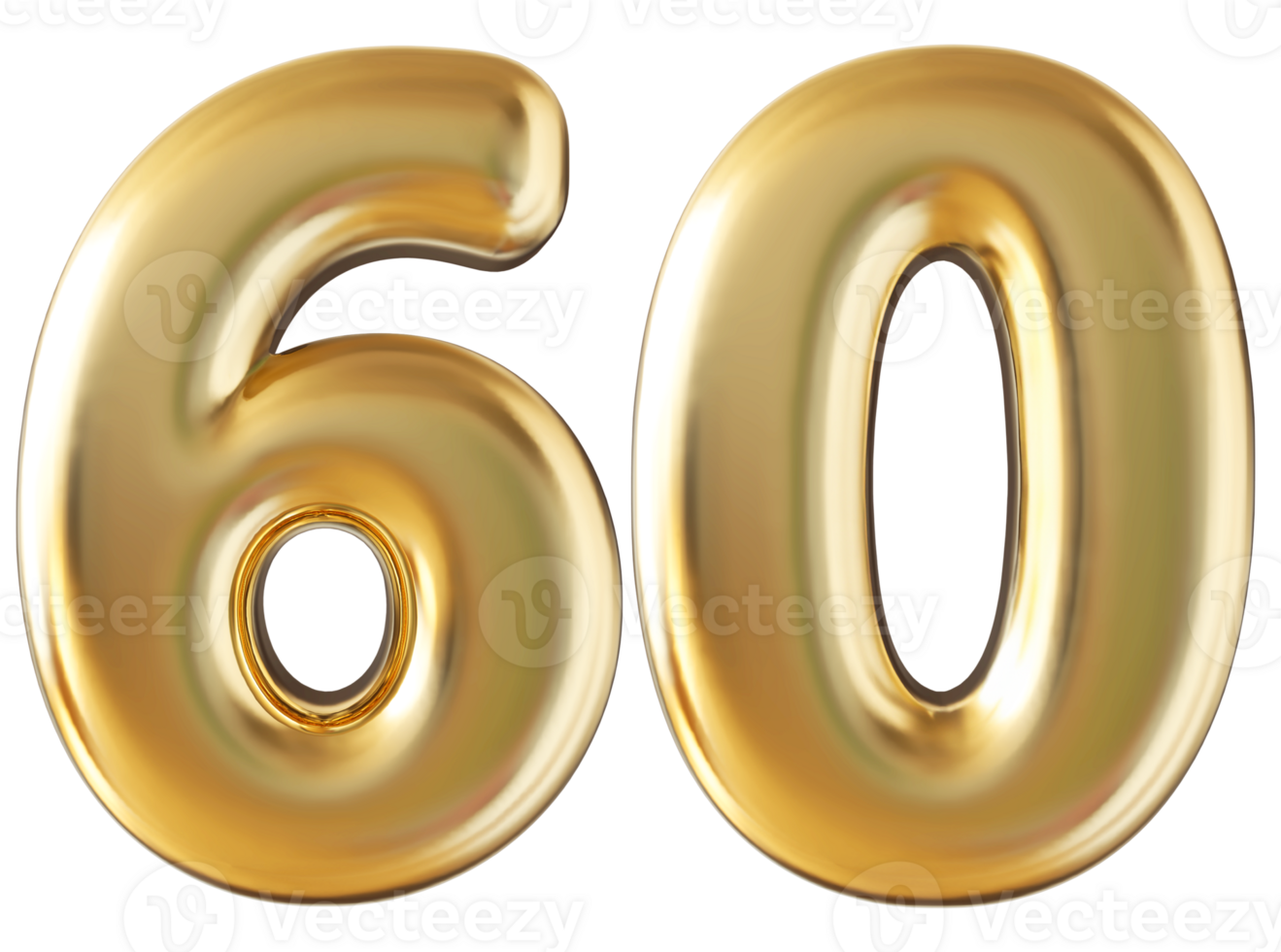 Gold 3d number 60 png