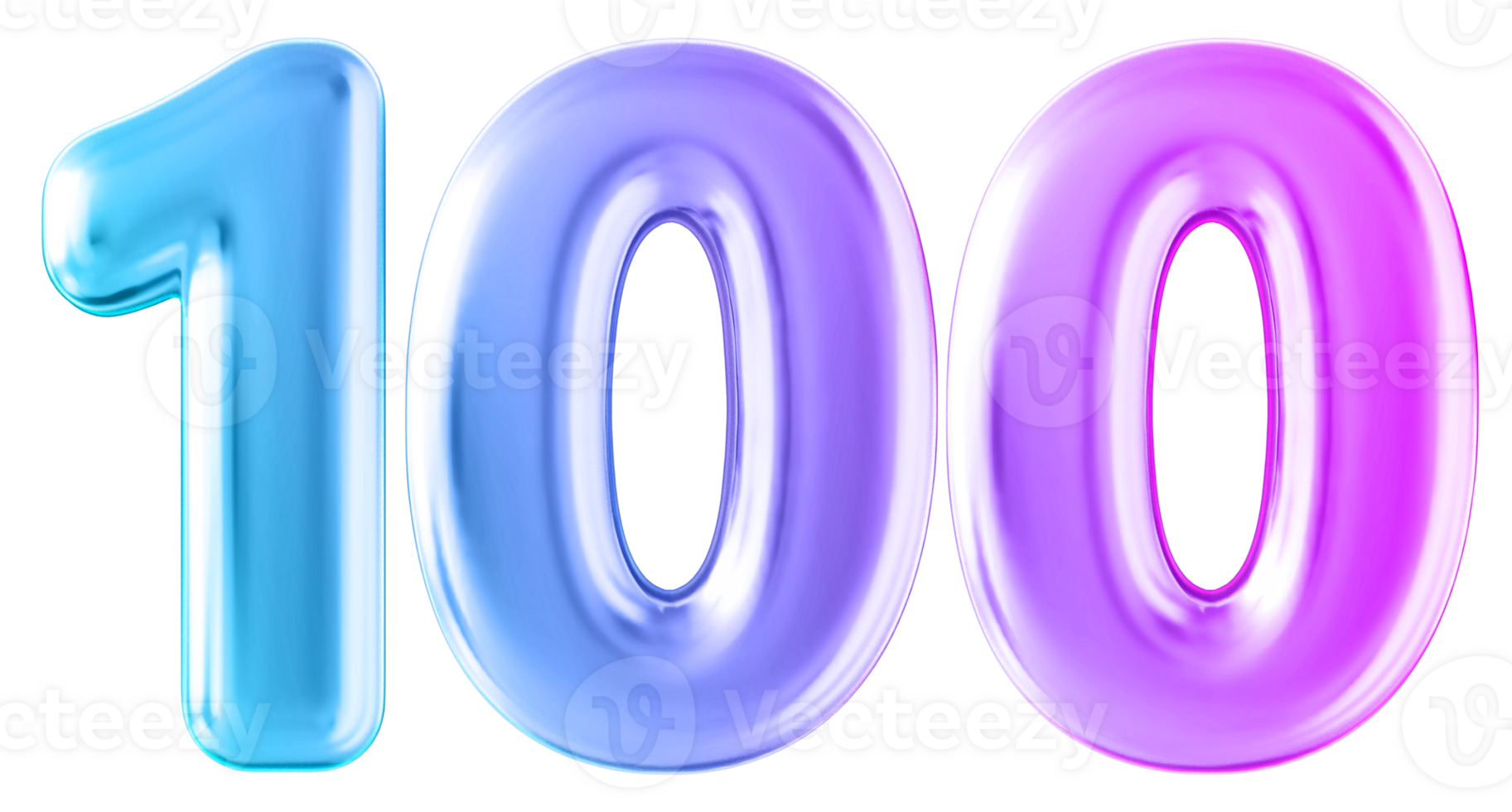 Gradient 3d number 100 png