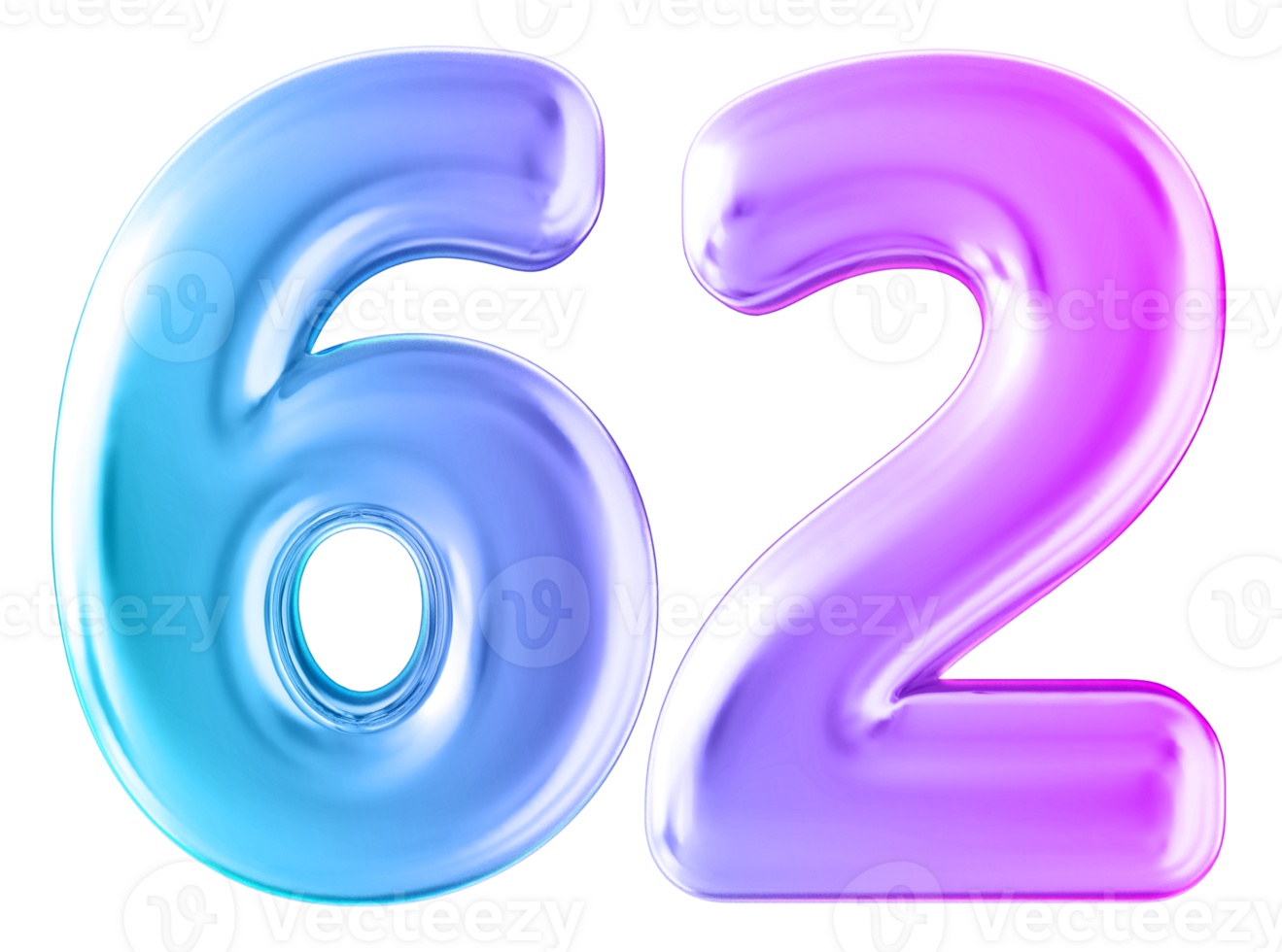 Gradient 3d number 62 png