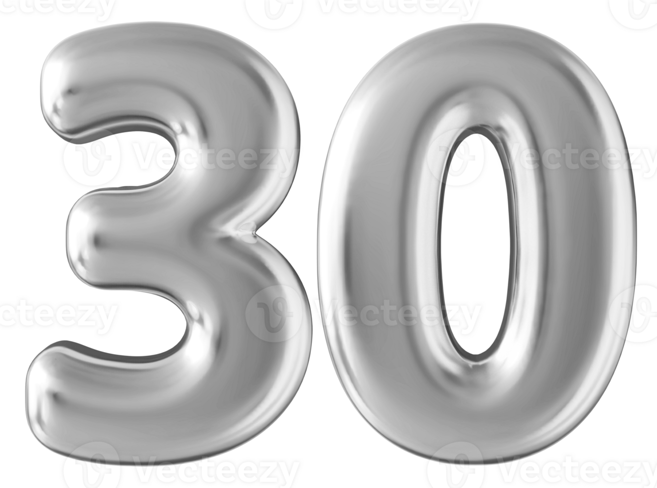 Silver 3d number 30 png