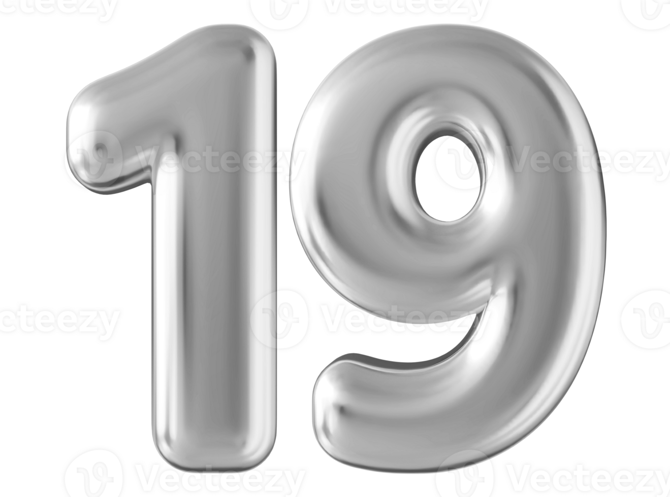 Silver 3d number 19 png