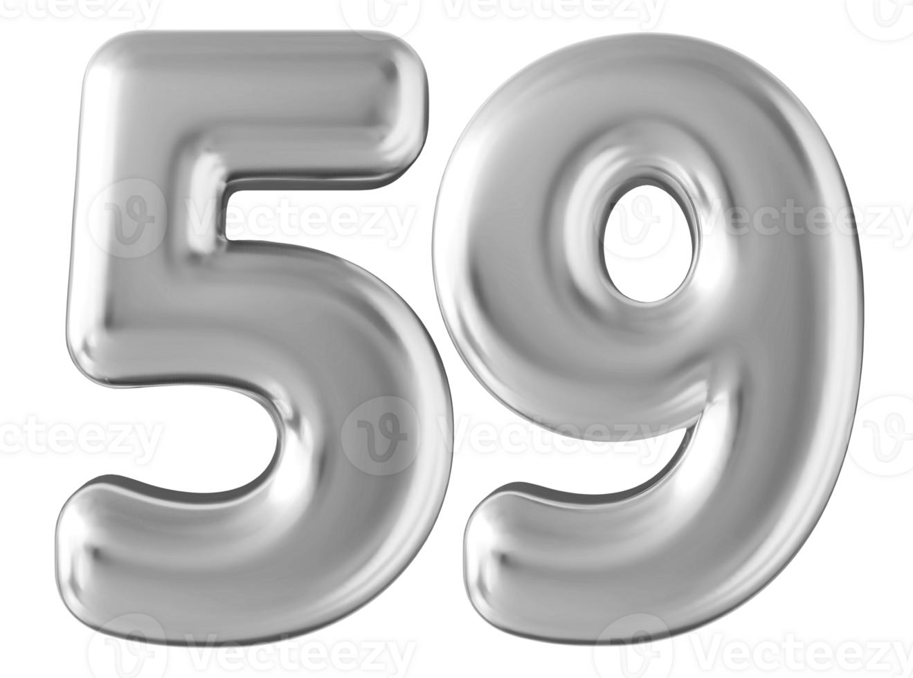 Silver 3d number 59 png