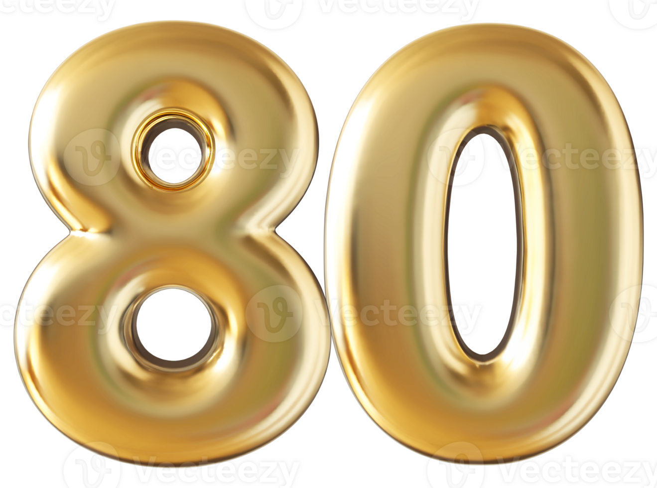 Gold 3d number 80 png