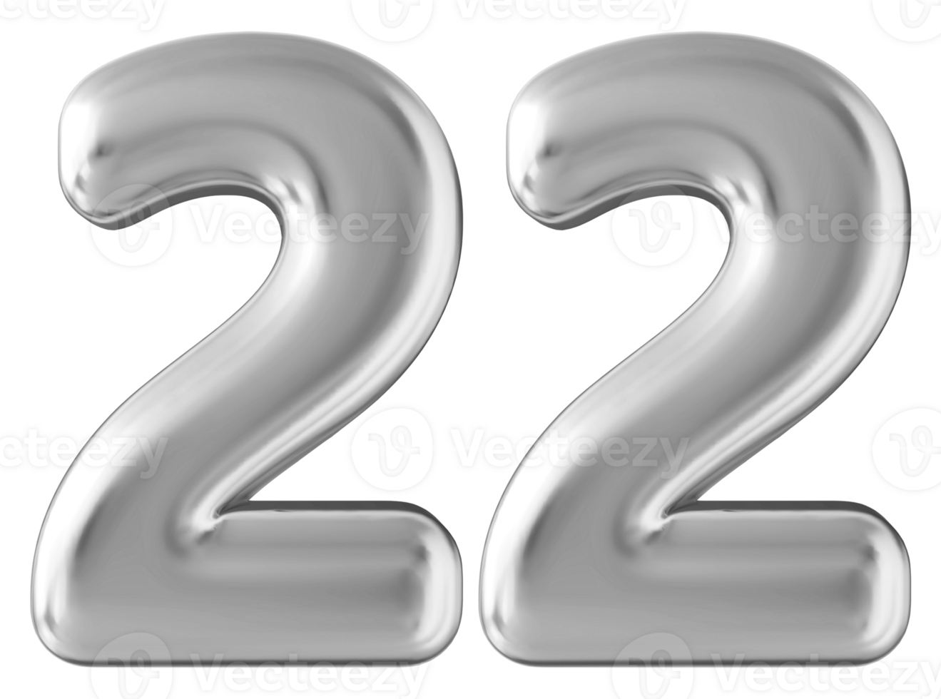 Silver 3d number 22 png