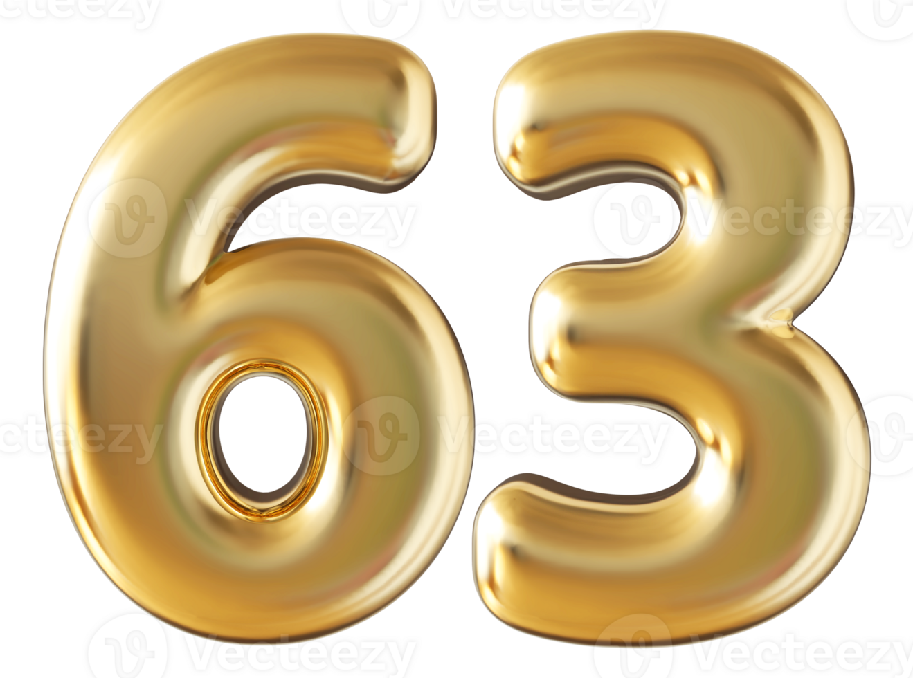 Gold 3d number 63 36304604 PNG
