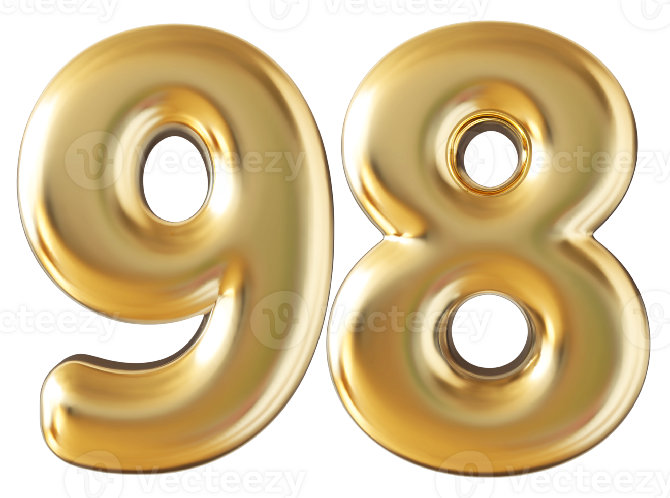 Gold 3d number 98 png