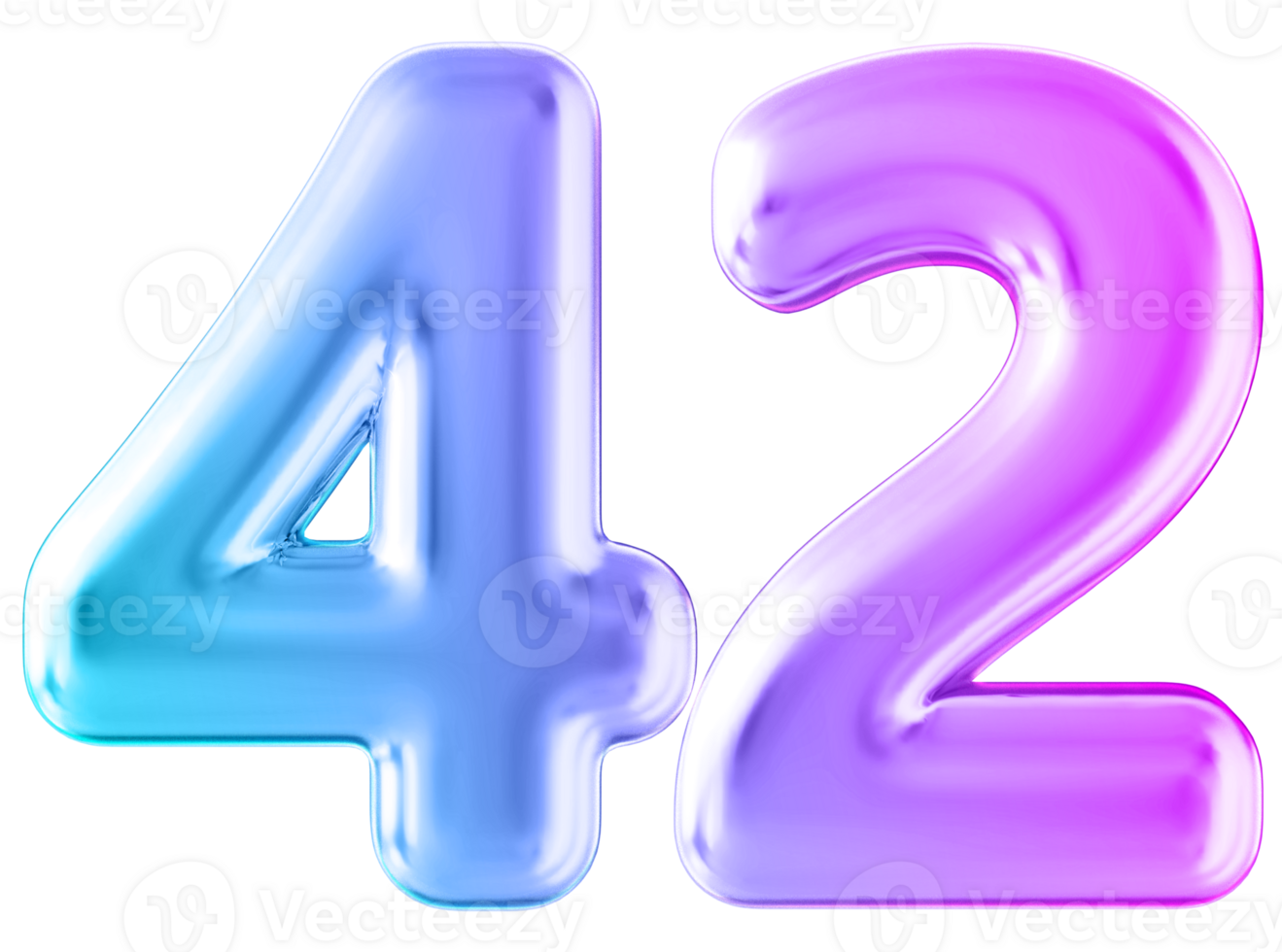 Gradient 3d number 42 png