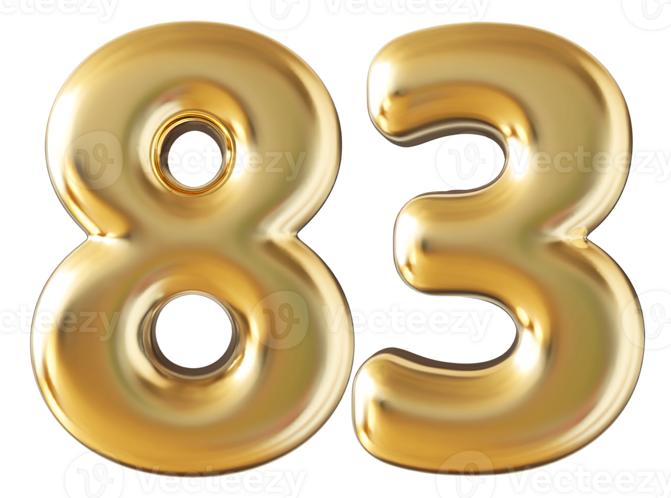Gold 3d number 83 png