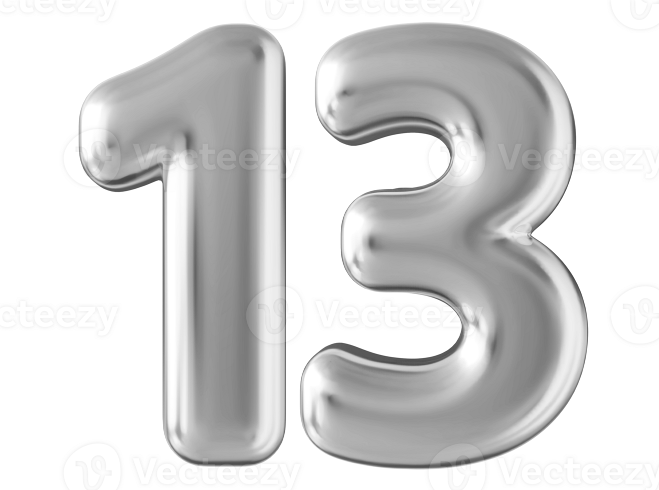 Silver 3d number 13 png