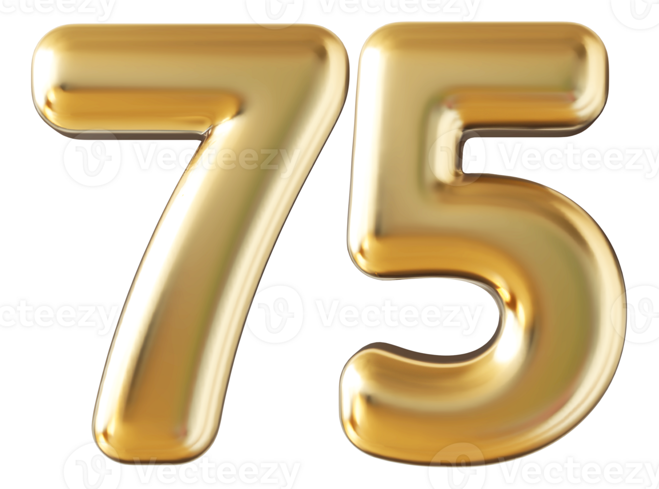 Gold 3d number 75 png