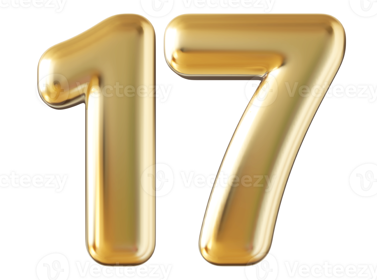 Gold 3d number 17 png