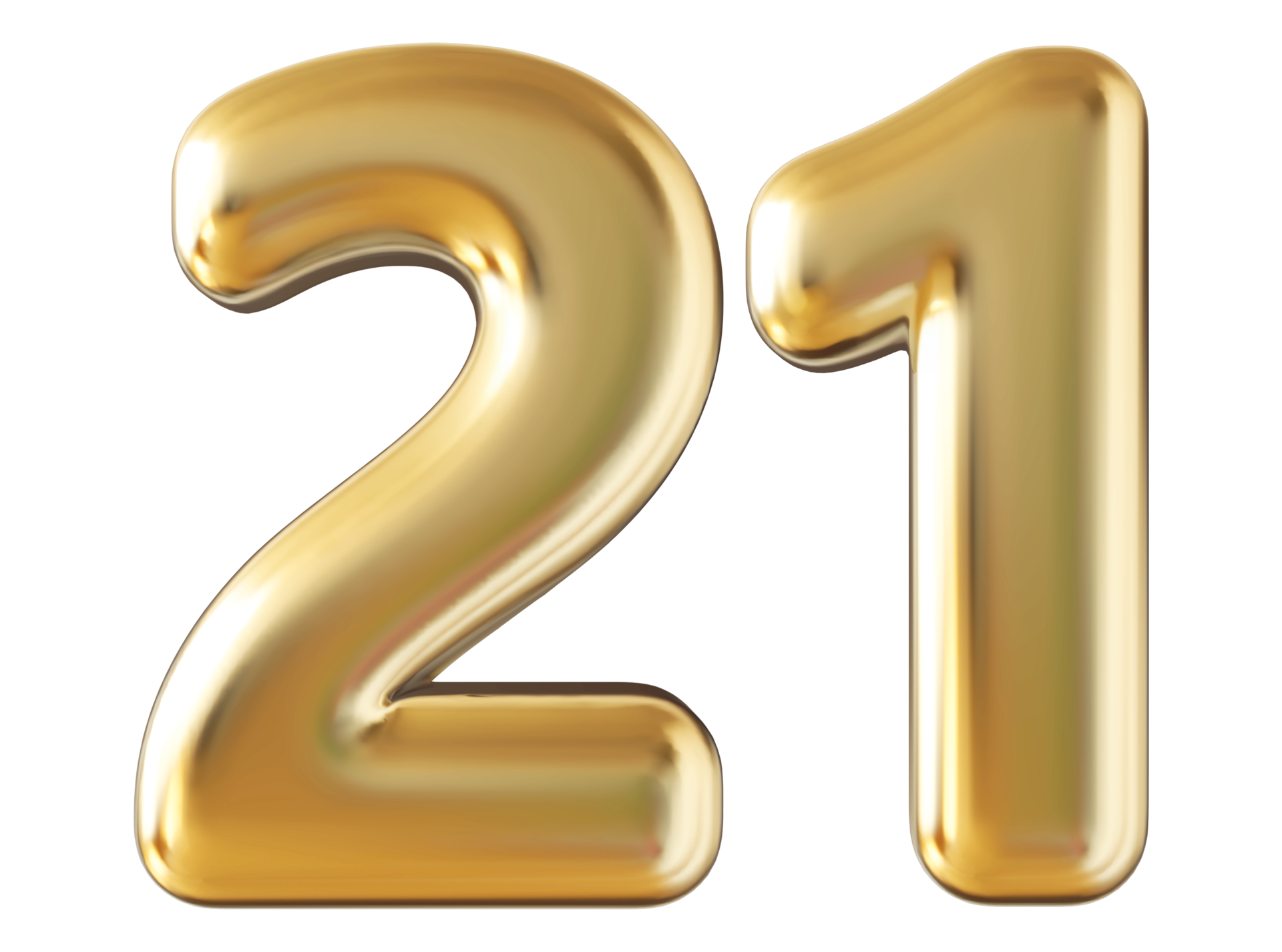 Gold 3d number 21 36304659 PNG