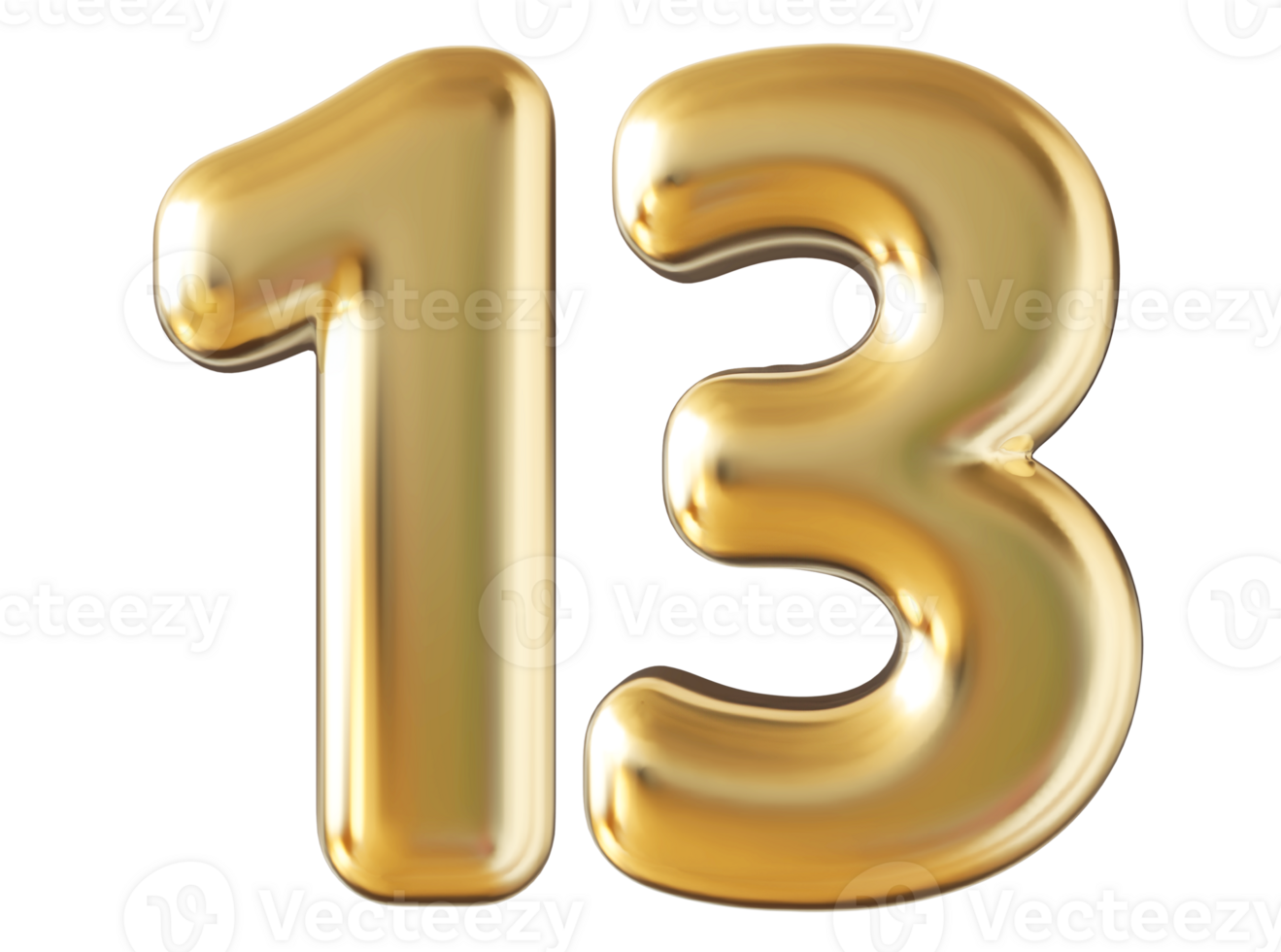 Gold 3d number 13 png