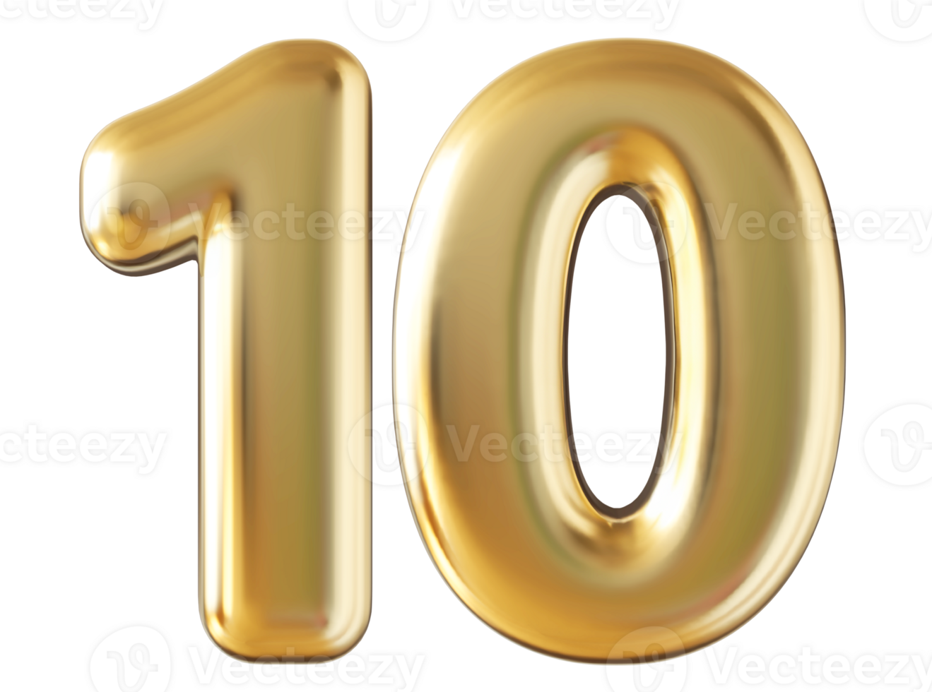 Gold 3d number 10 png