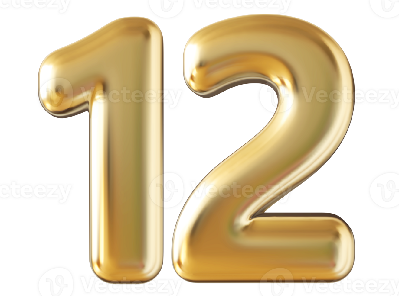Gold 3d number 12 png