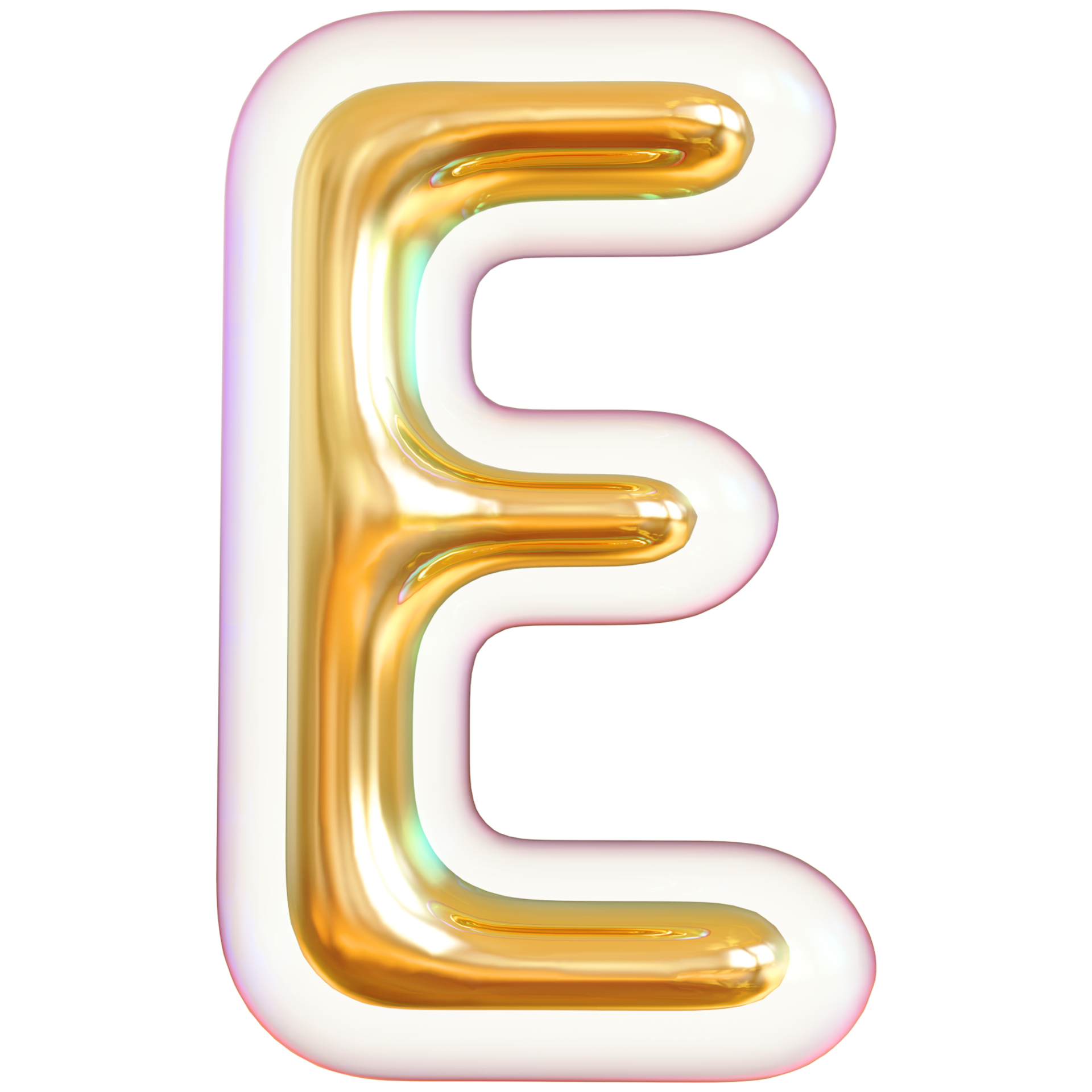 gold-bubble-letter-e-font-3d-render-36304664-png