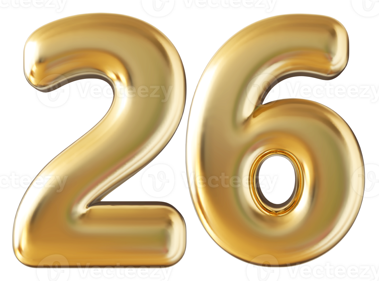 Gold 3d number 26 png