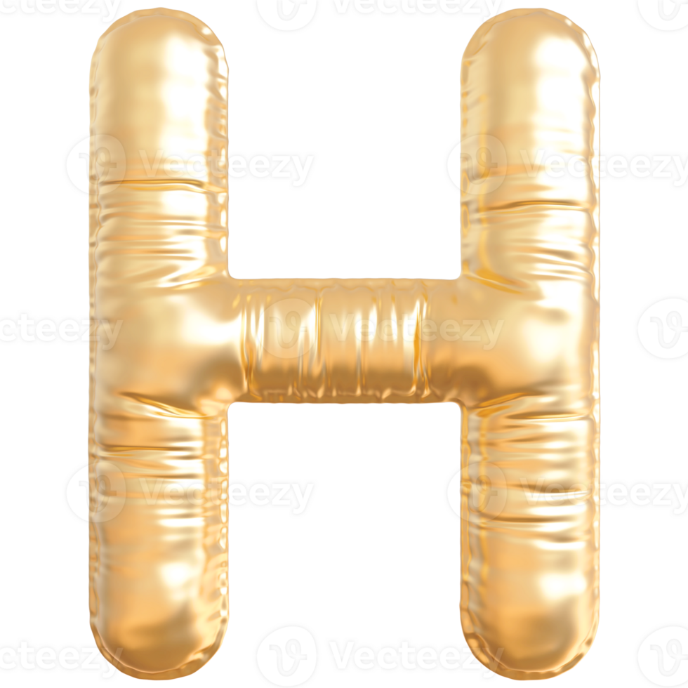 Gold bubble letter H font 3d render 36304769 PNG