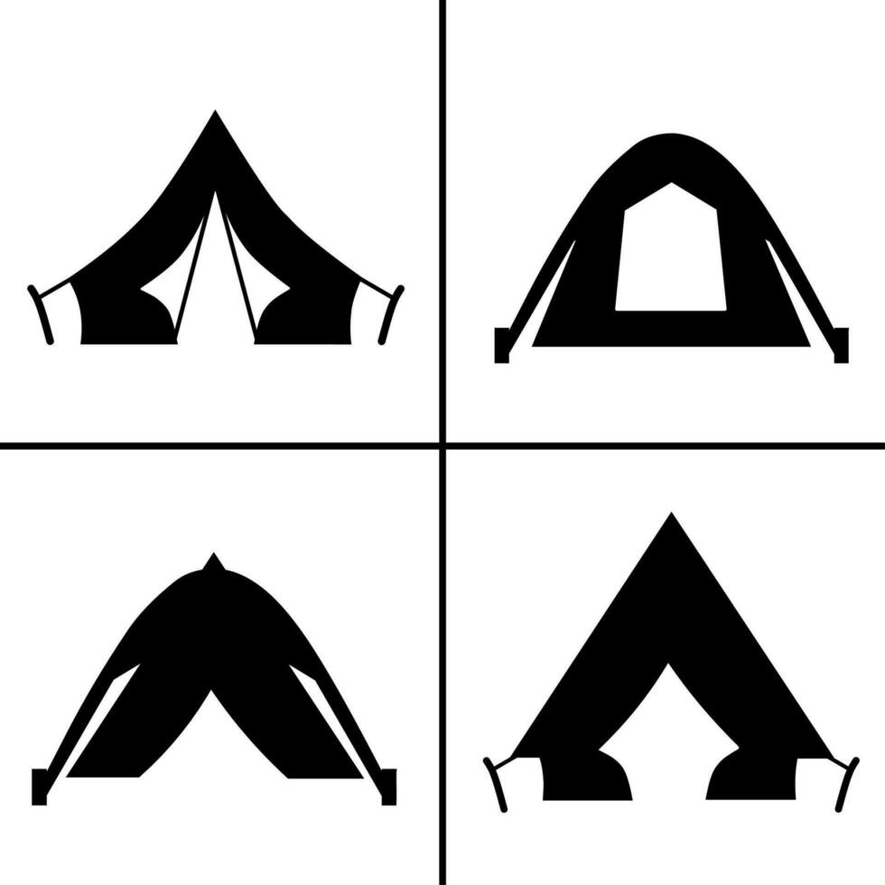 Vector black and white illustration of tent icon for business. Stock vector design.