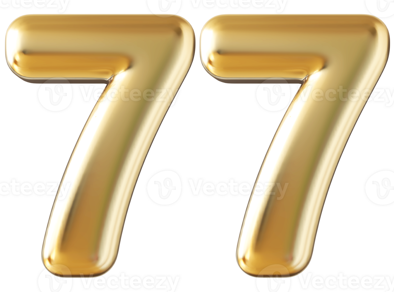 Gold 3d number 77 png