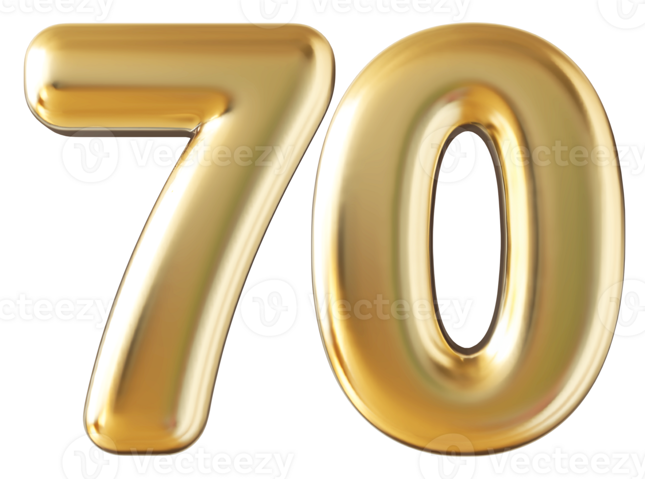 Gold 3d number 70 png