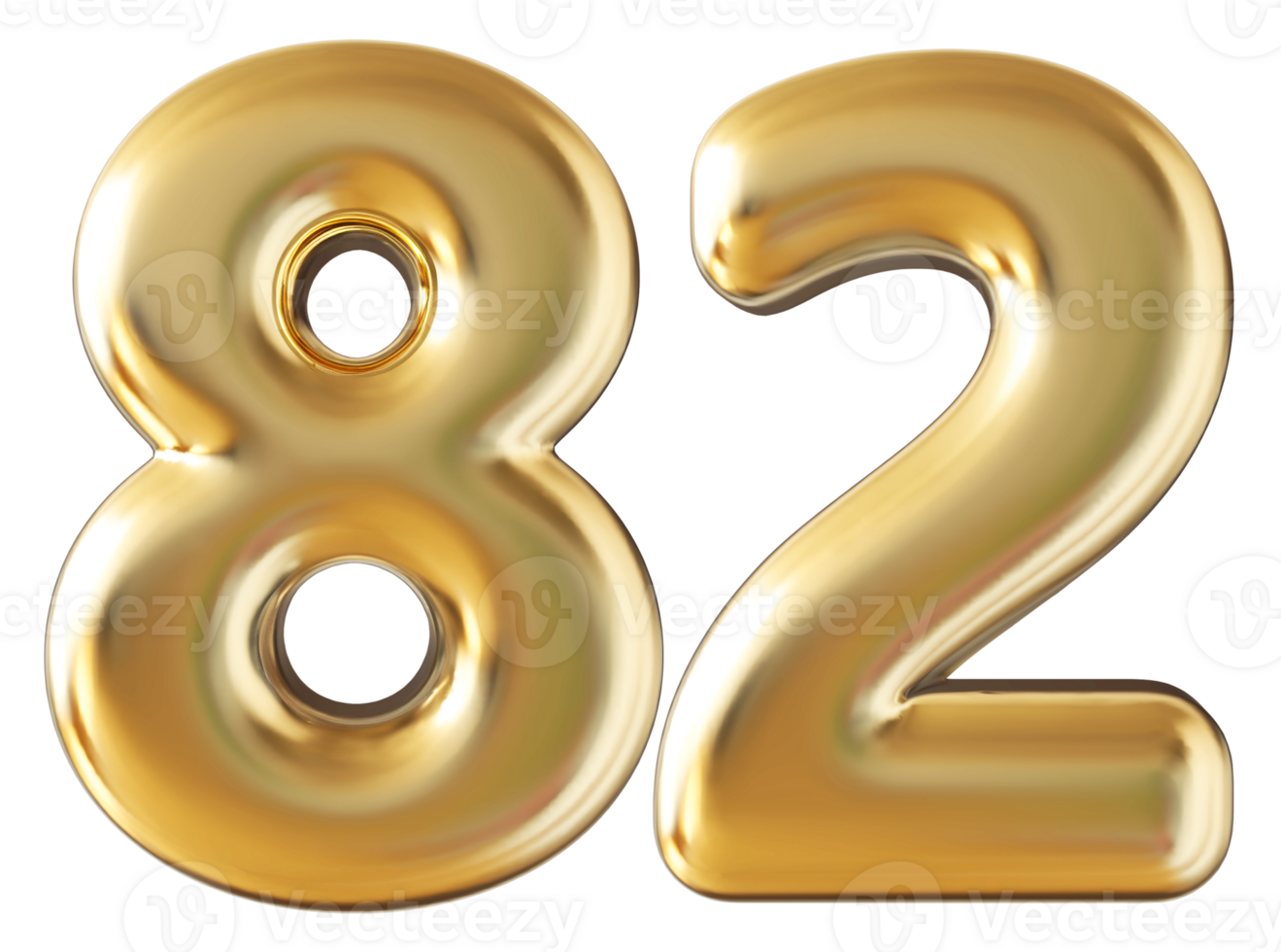 Gold 3d number 82 png