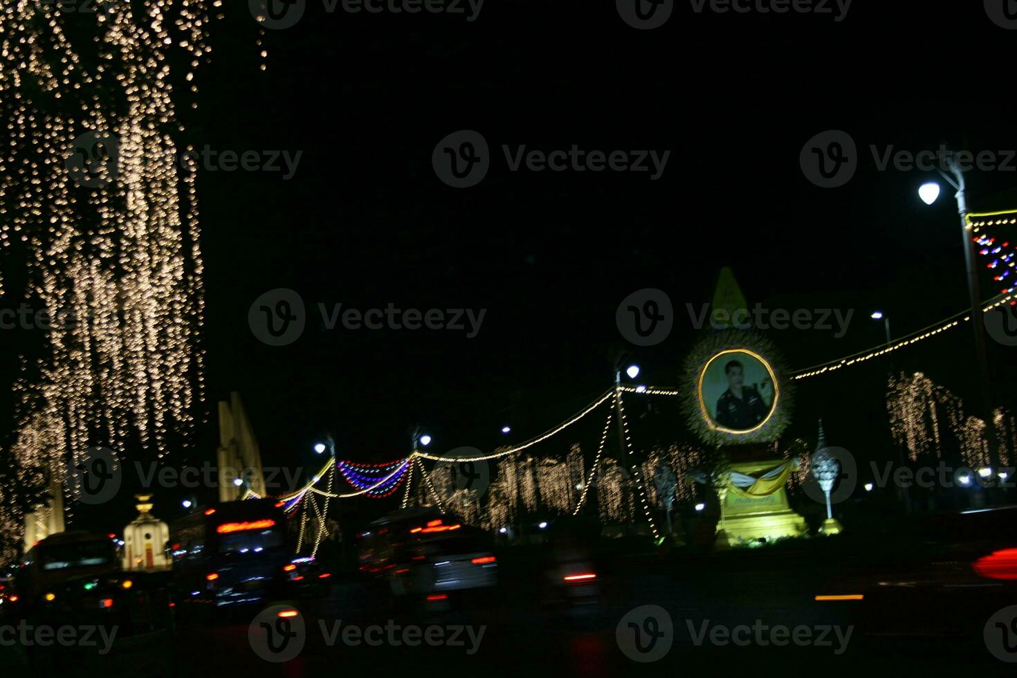 New Year's decorations, lights and architecture in Bangkok, Thailand photo
