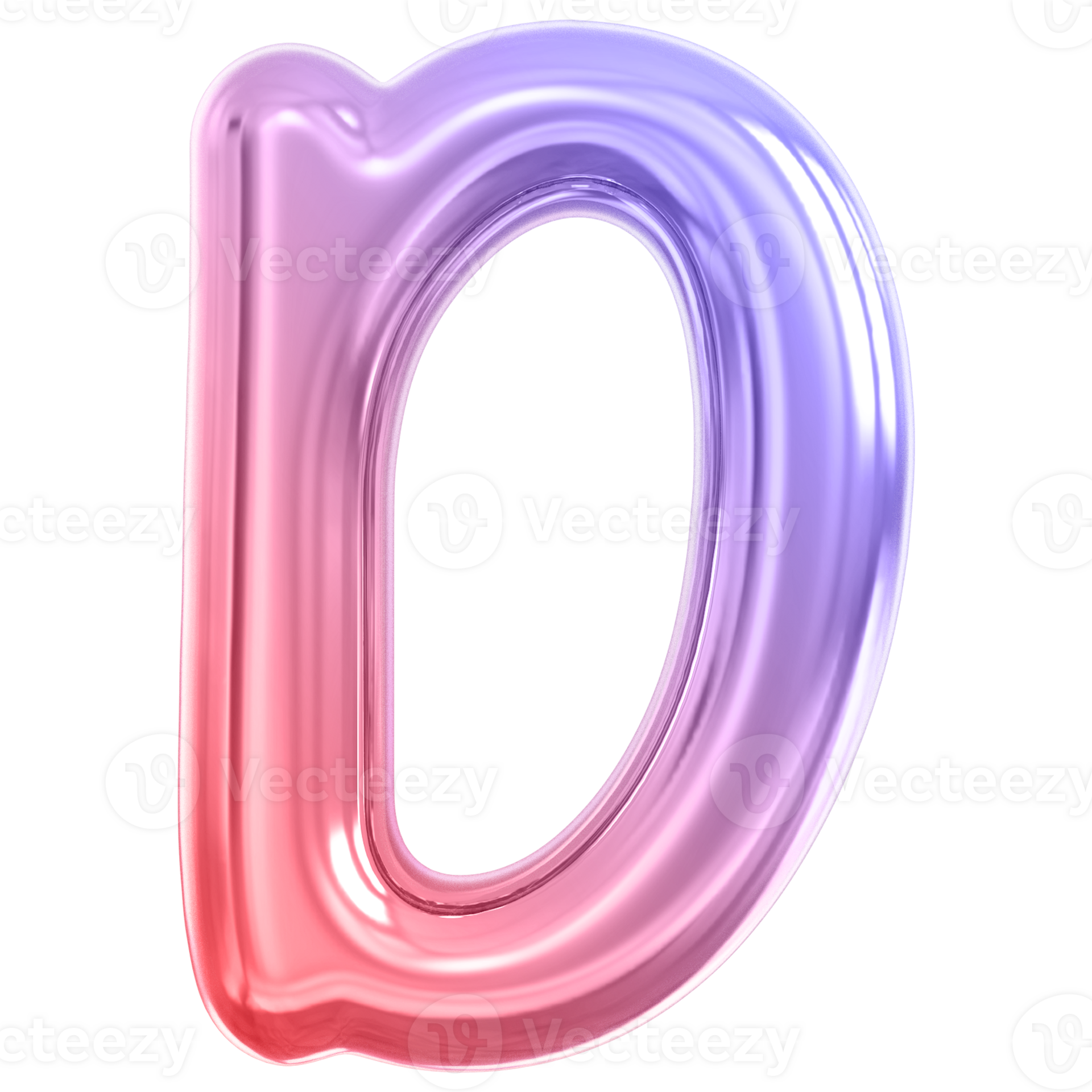 Gradient bubble letter D font 3d render 36305174 PNG
