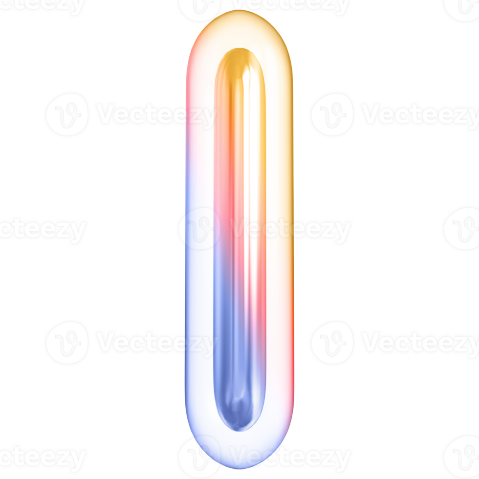 Gradient bubble letter I font 3d render png