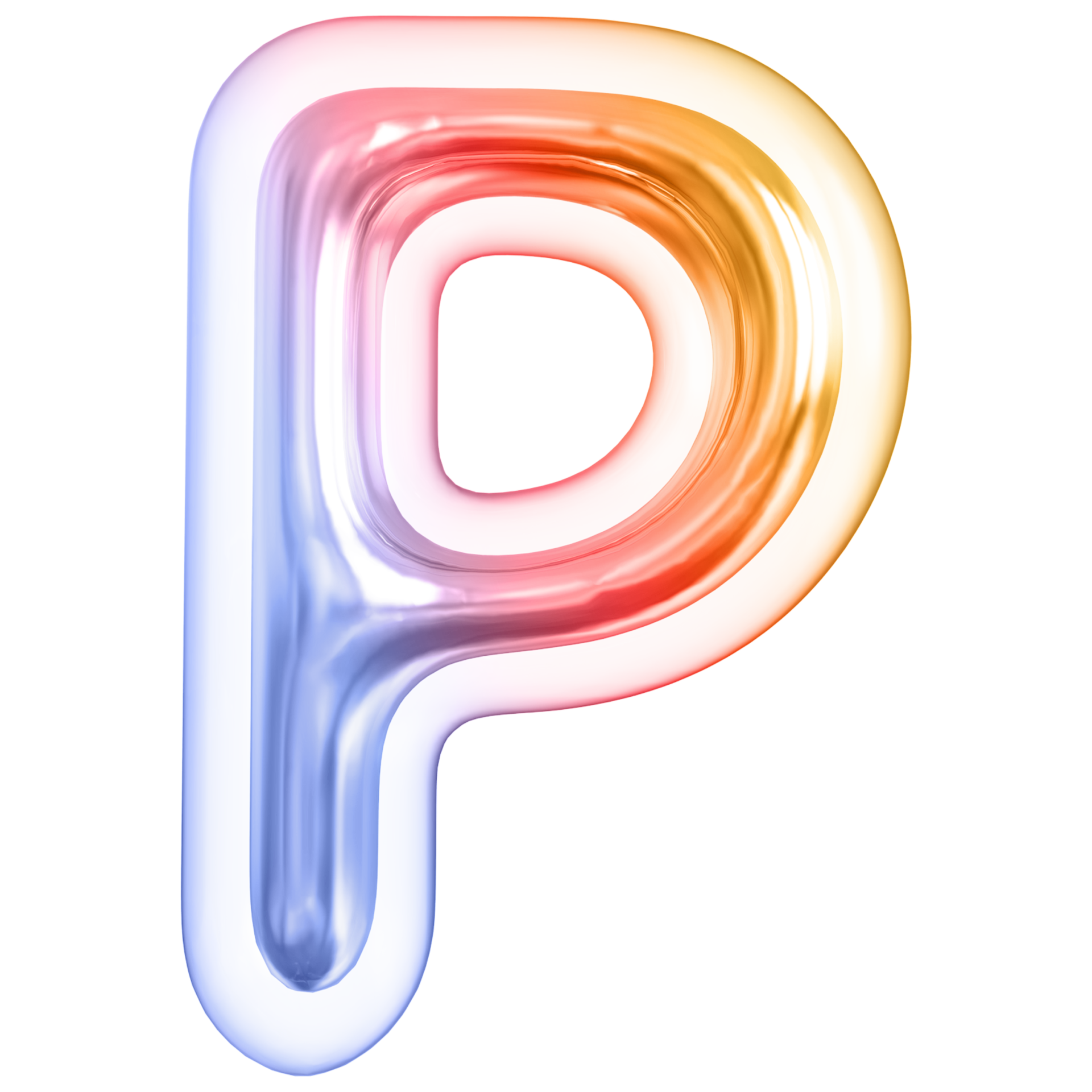 gradient-bubble-letter-p-font-3d-render-36305245-png