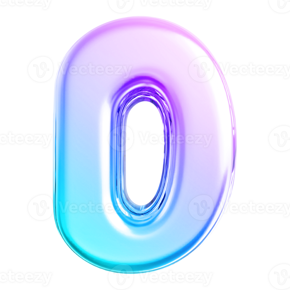 Gradient letter D font 3d render png