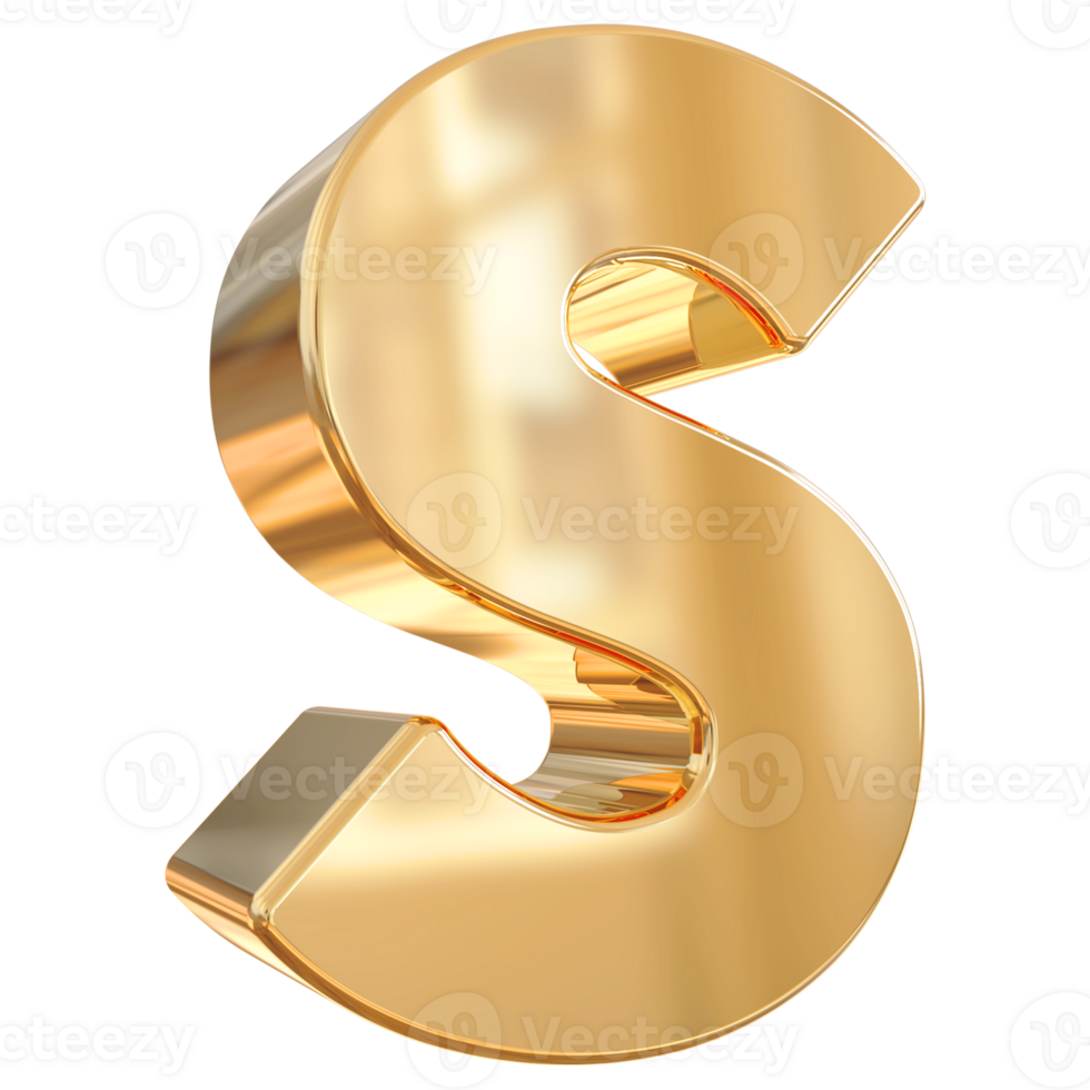 oro letra s fuente 3d hacer png