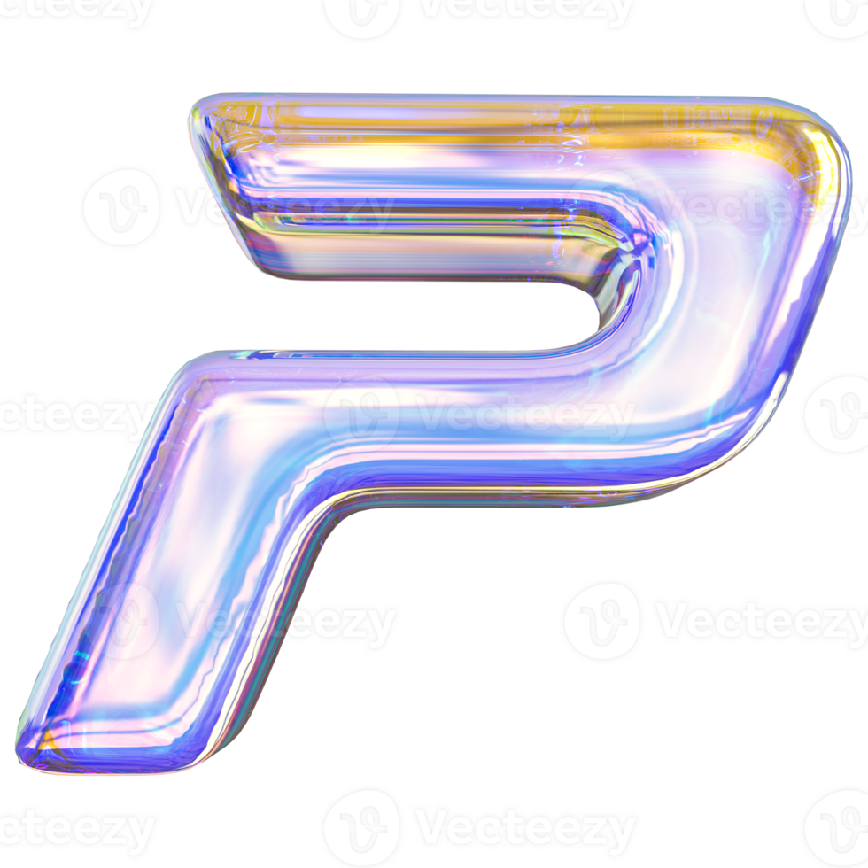 Gradient letter P font 3d render png