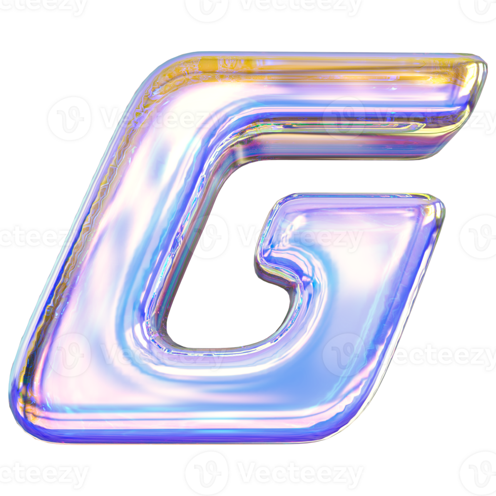 Gradient letter G font 3d render png
