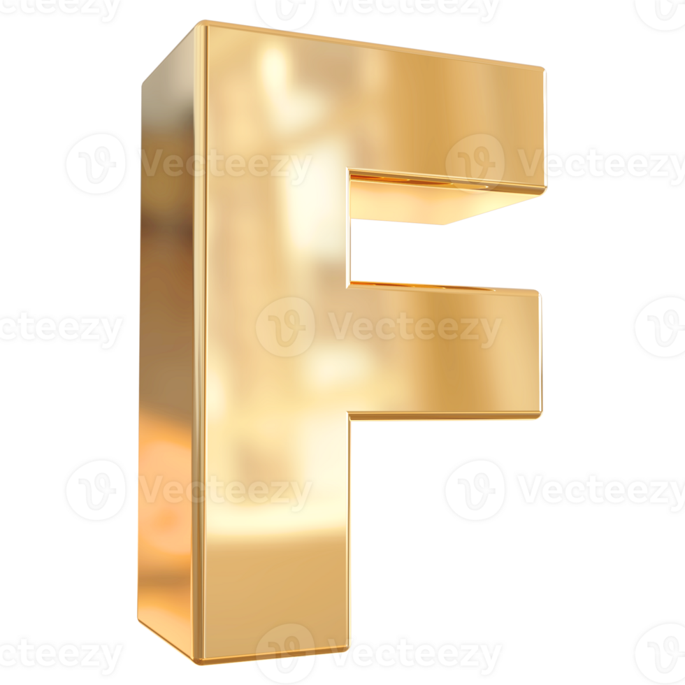 oro letra F fuente 3d hacer png