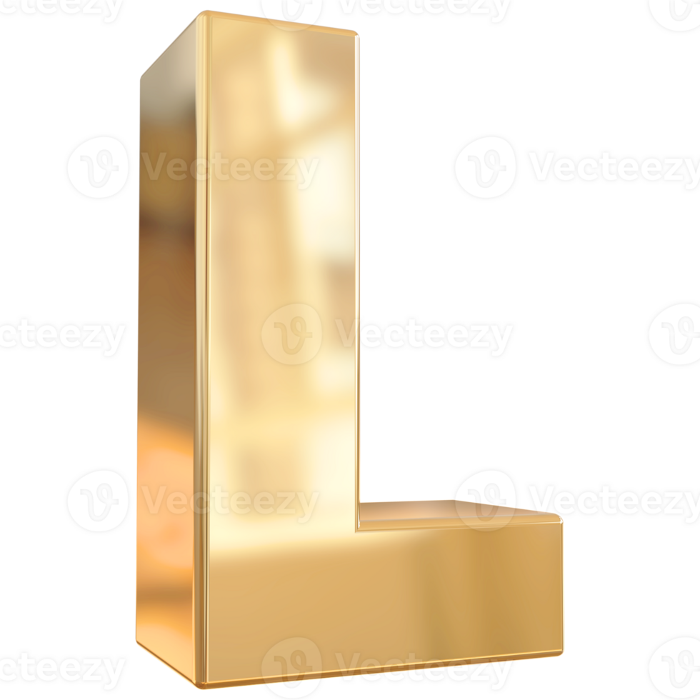 Gold letter L font 3d render 36305295 PNG