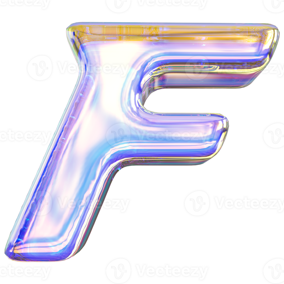 Gradient letter F font 3d render png