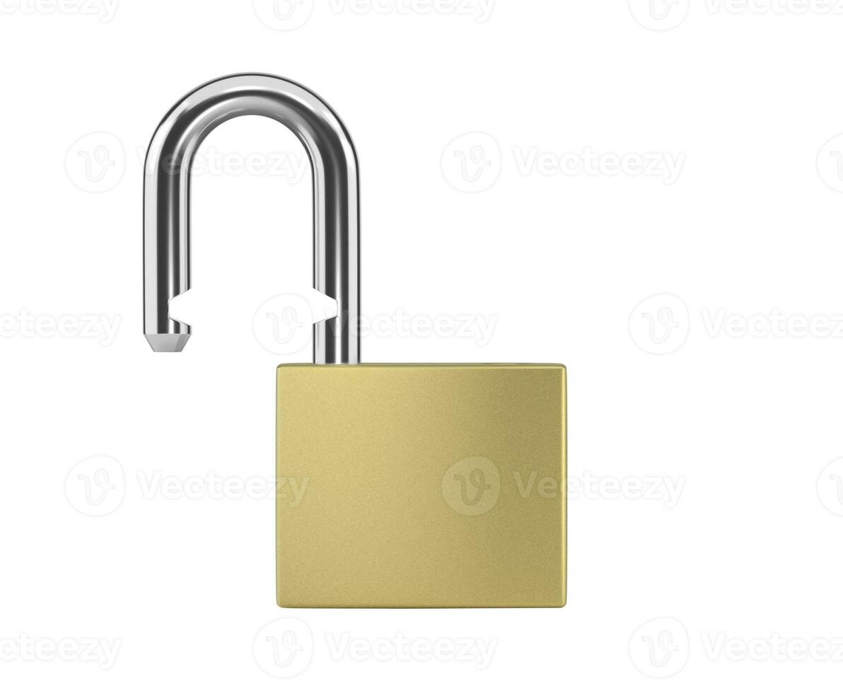 Locked Golden Padlock on the white background photo