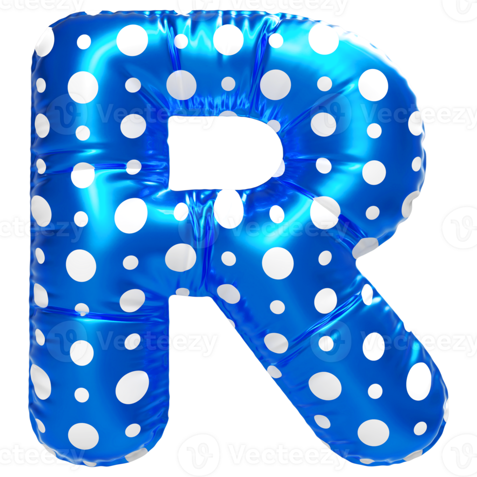 Blue letter R font 3d render png