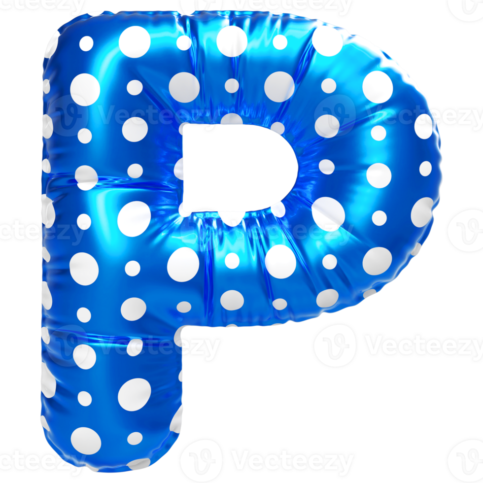 Blue letter P font 3d render png