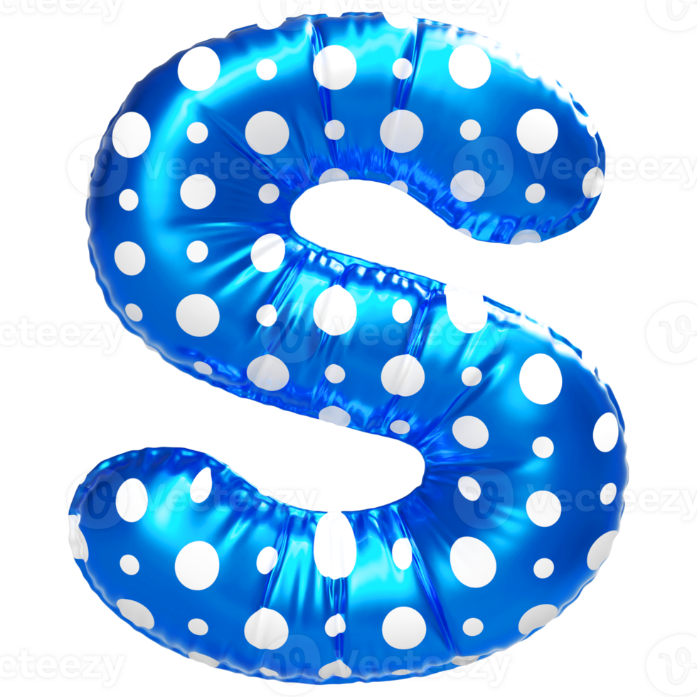 Blue letter S font 3d render png