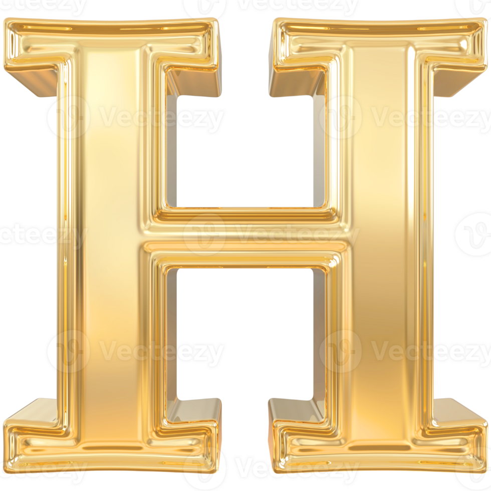 Gold letter H font 3d render 36305660 PNG