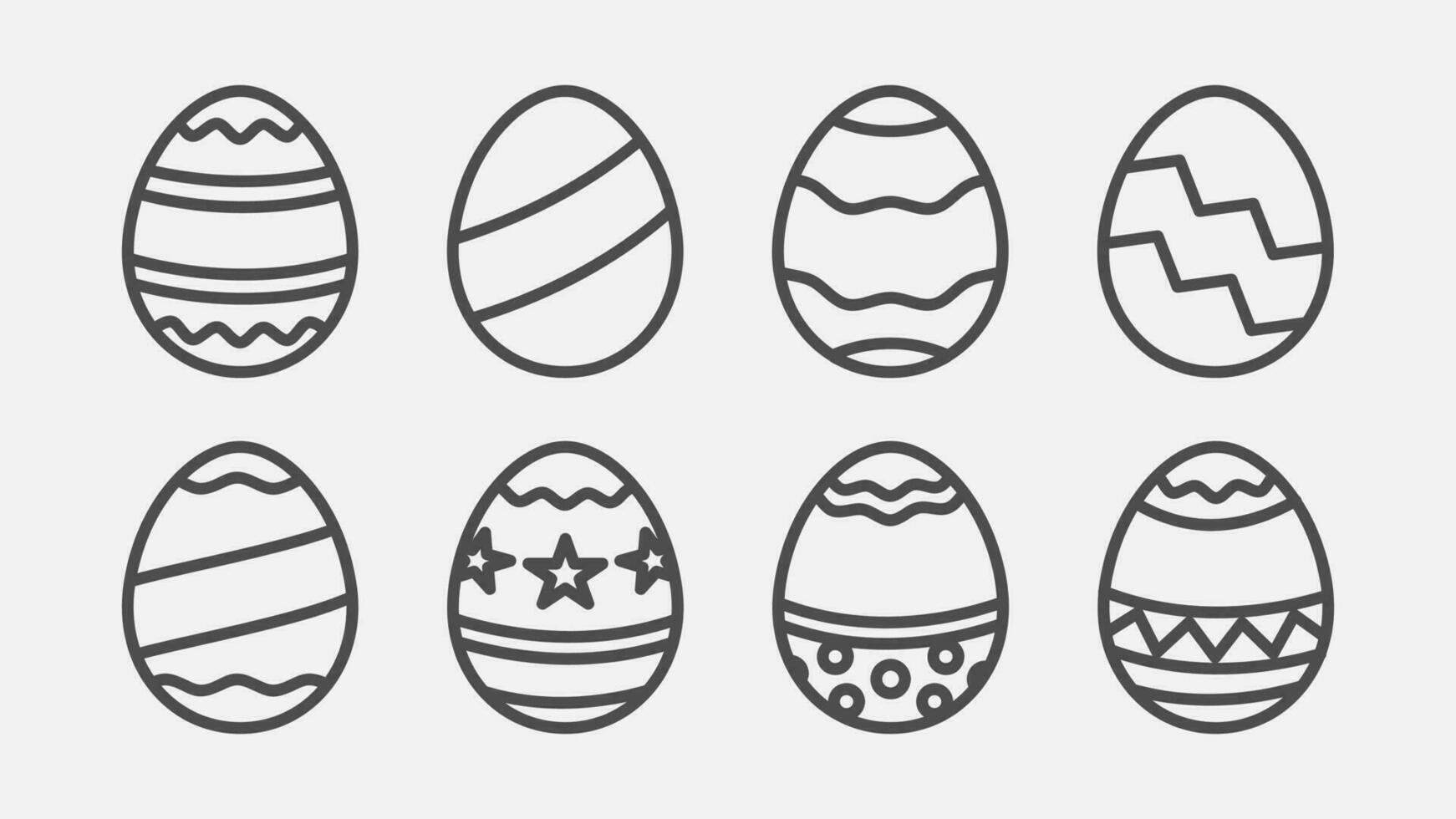 set of easter eggs outline style vector