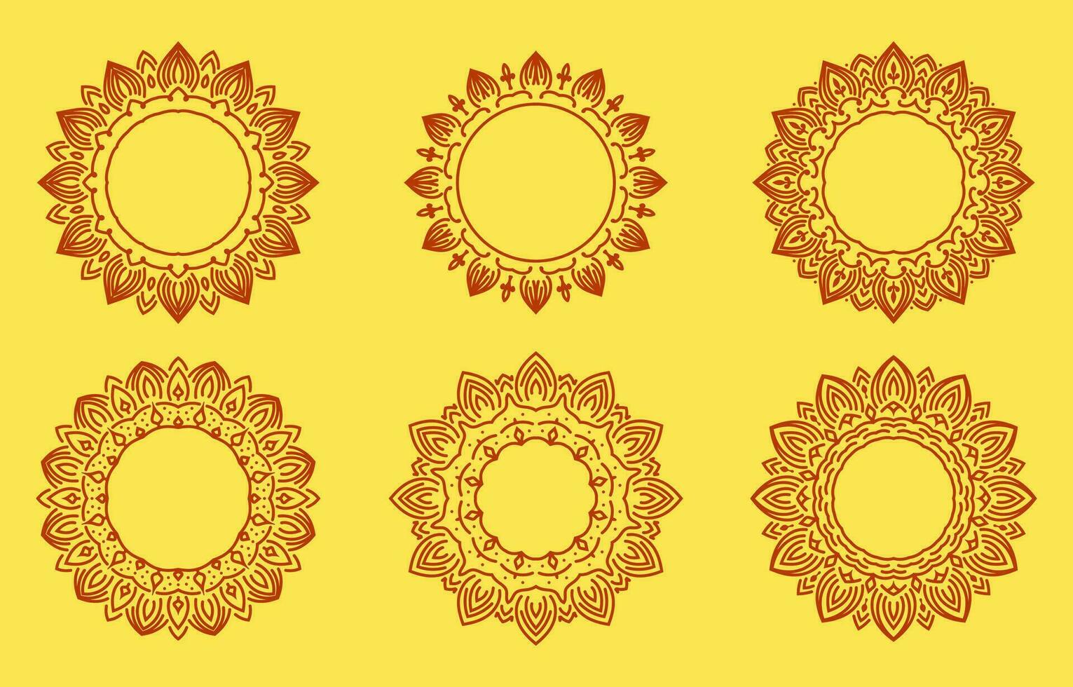 set of oriental mandala flower frame vector