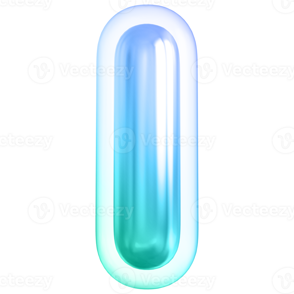 Blue letter I font 3d render png